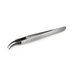 Pinzas, acero inoxidable, puntas curvas de carbono de alta calidad, 130 mm de largo