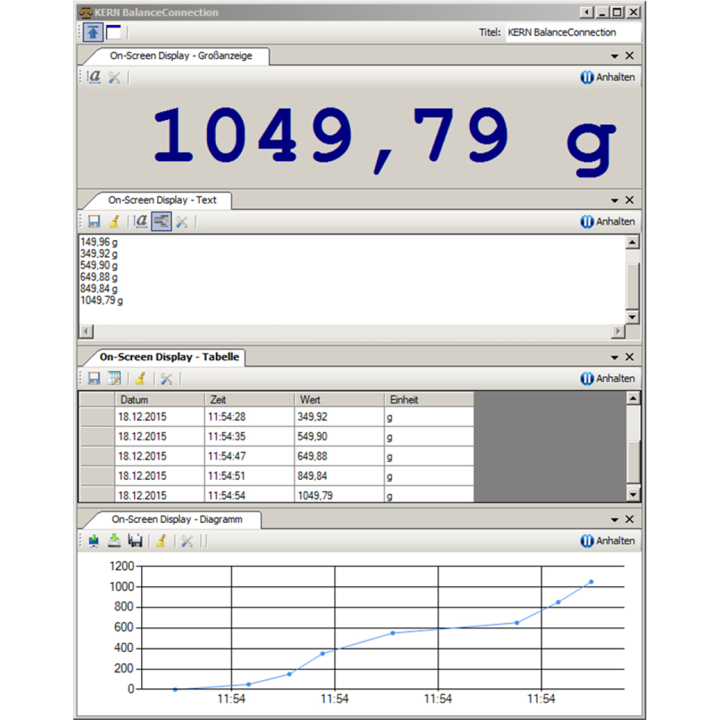 Conexión de la balanza por software KERN SCD-4.0