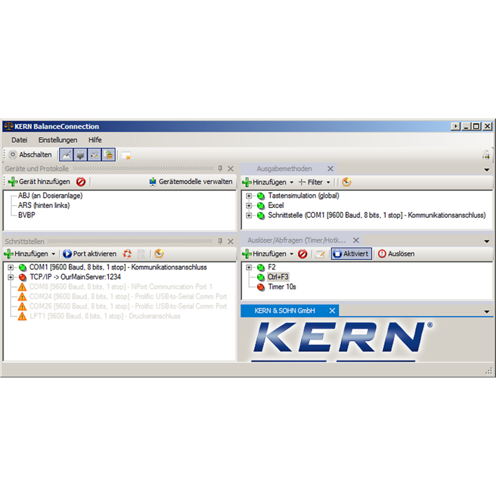Conexión de la balanza por software KERN SCD-4.0