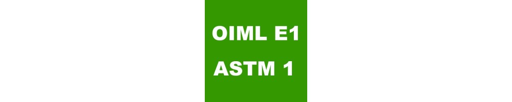 Juegos de pesas clase OIML E1 en estuches de madera, aluminio y plástico